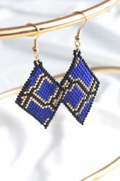Zariass Küpe Miyuki Lacivert Baklava desen - 1