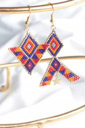 Zariass Küpe Miyuki Kırmızı-Turuncu-Mavi - 1