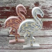 Ahşap Led Işıklı Pilli Flamingo Dekor - 5
