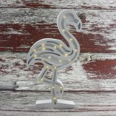 Ahşap Led Işıklı Pilli Flamingo Dekor - 6