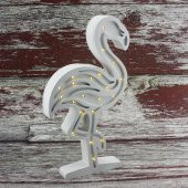 Ahşap Led Işıklı Pilli Flamingo Dekor - 7