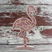 Ahşap Led Işıklı Pilli Flamingo Dekor - 8
