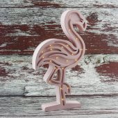 Ahşap Led Işıklı Pilli Flamingo Dekor - 9