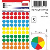 Tanex Mıx Color Ofis Etiketi 13mm 5-Renk 5.yaprak (350 Etiket) - 1