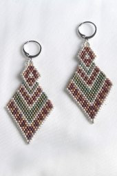 Zariass Küpe Miyuki Baklava Desen Bakır-Yeşil - 1