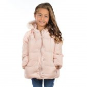 Kız Çocuk Kapüşonlu Mont Modelleri Pudra 24005 - 3