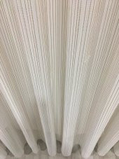 Briillant Çizgili Vizon Simli etek kurşunlu ütü istemez tül perde - 4