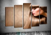sz2463 Kuaför Saç Tasarım 5 Parçalı Kanvas Tablo - 1