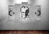 ata223 5 Parça Tablo Atatürk İstiklal Marşı Gençliğe Hitabe - 1