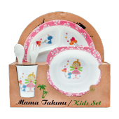 Prenses Melamin Bebek Mama Yemek Tabağı Kabı Bardak Kaşık 5li set - 1