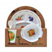 Fil Melamin Bebek Mama Yemek Tabağı Kabı Bardak Kaşık 5li set - 1