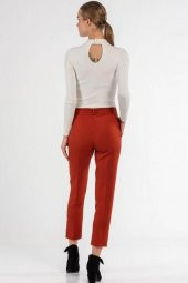 Kuşaklı Koyu Taba Bilek Kadın Pantolon - 5