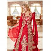 Hürrem Boncuk İşlemeli Saten Bindallı-Kaftan Elbise - 1