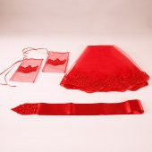 Tel Kırma Kırmızı Duvak Seti 3 lü Set - 1
