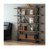 Dekoratif Ahşap Metal Kitaplık Raf Kitaplık Rafı - 1