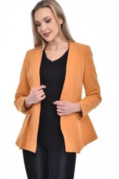 Düğme ve Pile Detaylı Blazer Hardal Kadın Ceket - 1