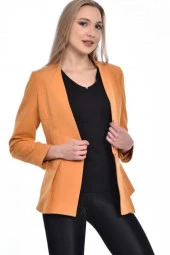 Düğme ve Pile Detaylı Blazer Hardal Kadın Ceket - 2
