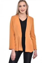 Düğme ve Pile Detaylı Blazer Hardal Kadın Ceket - 4