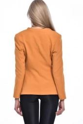 Düğme ve Pile Detaylı Blazer Hardal Kadın Ceket - 5