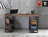 Çalışma Masası Kitaplıklı Ev-Ofis 4 Raflı 60x150 Cm Ceviz - 3