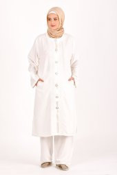 Hac Umre Kıyafeti Bayan Kıyafeti Sarmaşık Model Beyaz B005-1 - 1