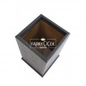 Dekoratif Ahşap MDF Saksı ve Çiçeklik Antrasit Gri 60 cm Düz Model - 2