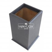 Dekoratif Ahşap MDF Saksı ve Çiçeklik Antrasit Gri 60 cm Düz Model - 3