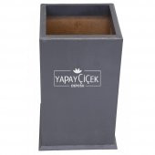 Dekoratif Ahşap MDF Saksı ve Çiçeklik Antrasit Gri 60 cm Düz Model - 5