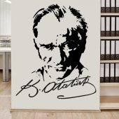 Atatürk Silüeti ve İmzası Duvar Sticker - 1