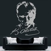 Atatürk Silüeti ve İmzası Duvar Sticker - 2