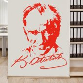 Atatürk Silüeti ve İmzası Duvar Sticker - 3