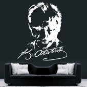 Atatürk Silüeti ve İmzası Duvar Sticker - 4