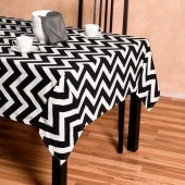 Zeren Home Zigzag Desen Dertsiz Mutfak Masa Örtüsü Siyah-Beyaz 160cm x 200cm - 2