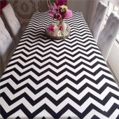 Zeren Home Zigzag Desen Dertsiz Mutfak Masa Örtüsü Siyah-Beyaz 160cm x 200cm - 3