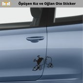 Öpüşen Kız Oglan Oto Sticker 15 CM - 1
