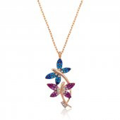 Armaganodan Gümüş Çifte Kelebekler Bayan Kolye - 1