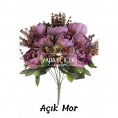 Yapay Çiçek 12 Dallı Lüx Şakayık Gül Aranjmanı 14 Renk - 2