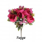 Yapay Çiçek 12 Dallı Lüx Şakayık Gül Aranjmanı 14 Renk - 5