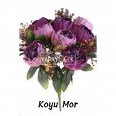 Yapay Çiçek 12 Dallı Lüx Şakayık Gül Aranjmanı 14 Renk - 8