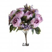 Yapay Çiçek 12 Dallı Lüx Şakayık Gül Aranjmanı 14 Renk - 10