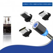Çoklu 3 in 1 Mıknatıslı Usb Kablo - 1