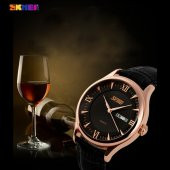 Skmei 9091 Klasik Erkek Kol Saati Rose Gold Siyah Lüks Saat - 4