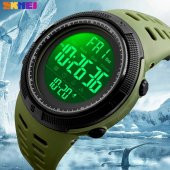 Skmei 1251 Asker Yeşili Erkek Kol Saati Su Geçirmez Işıklı Saat - 1