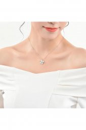 Gümüş Dört Yapraklı Yonca Bayan Kolye - 2