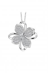 Gümüş Dört Yapraklı Yonca Bayan Kolye - 1