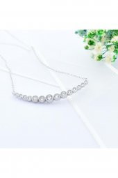 925 Ayar Gümüş Zirkon Taşlı Suyolu Bayan Gümüş Kolye - 2