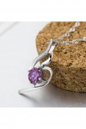 Gümüş Zirkon Taşlı Melek Kalbi Kadın Kolye - 5