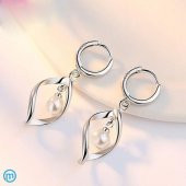 925 Damgalı İnci Taşlı Özel Tasarım Gümüş Kaplama Kolye ve Küpe Seti - 2