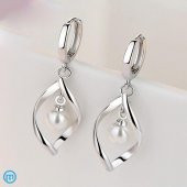 925 Damgalı İnci Taşlı Özel Tasarım Gümüş Kaplama Kolye ve Küpe Seti - 3