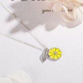 Gümüş Kaplama Limon Bayan Kolye - 2
